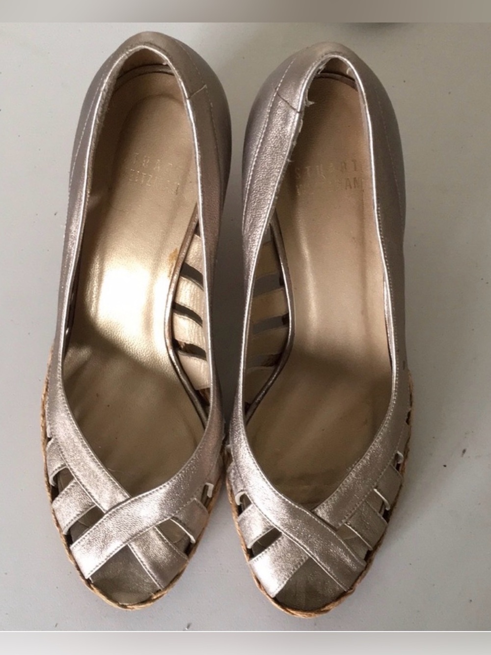 WOMENS Vintage Stuart Weitzman Metallic Espadrille Wedge SIZE 6.5